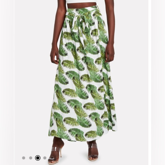 NWT Melissa Odabash Elsa Palm White Crepe Belted Maxi Skirt Size Small - Picture 5 of 12